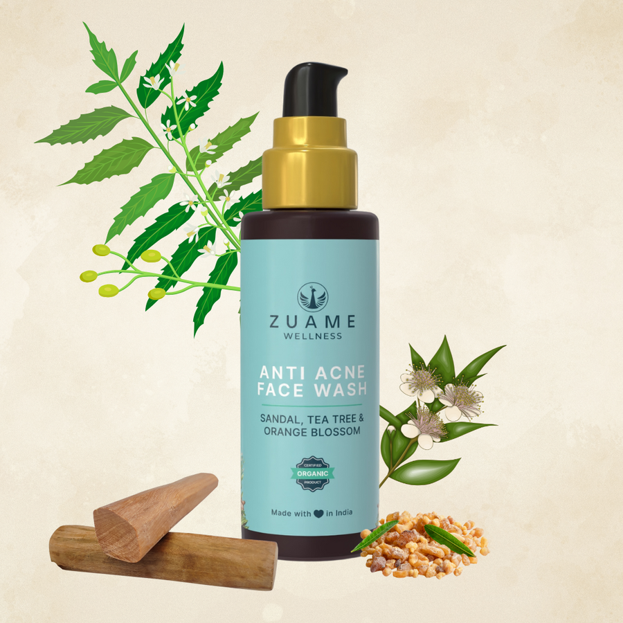 Zuame Anti-Acne Face Wash | Sandalwood, Neem & Turmeric | For Adult Hormonal Acne in Women 35+
