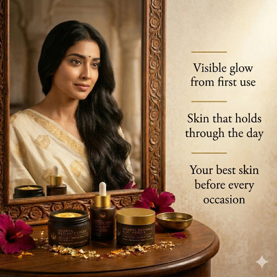 Swarna Radiance Ritual — Face Cream + Serum + Clay Masque