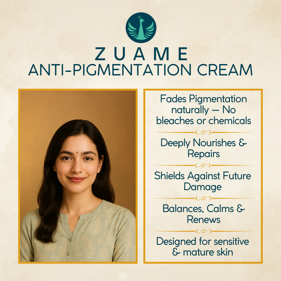 Zuame Anti Pigmentation Cream for Women 35+ | Dark Spot Corrector with Licorice, Willow Bark & Tulsi | Reduces Pigmentation, Brightens Skin Tone & Restores Natural Glow