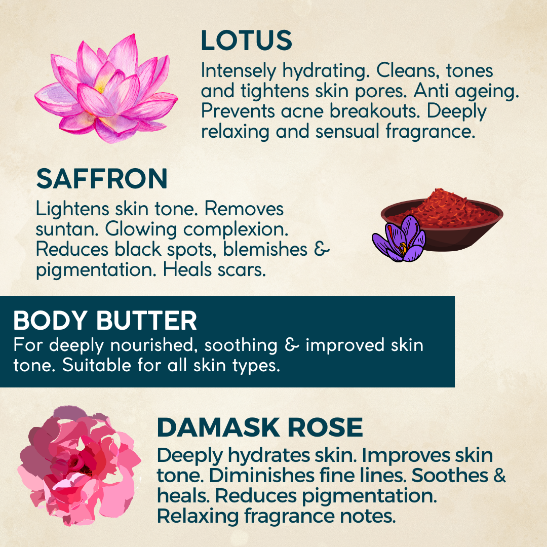 Deep Moisturising Restoring Body Butter with Lotus Rose and Saffron