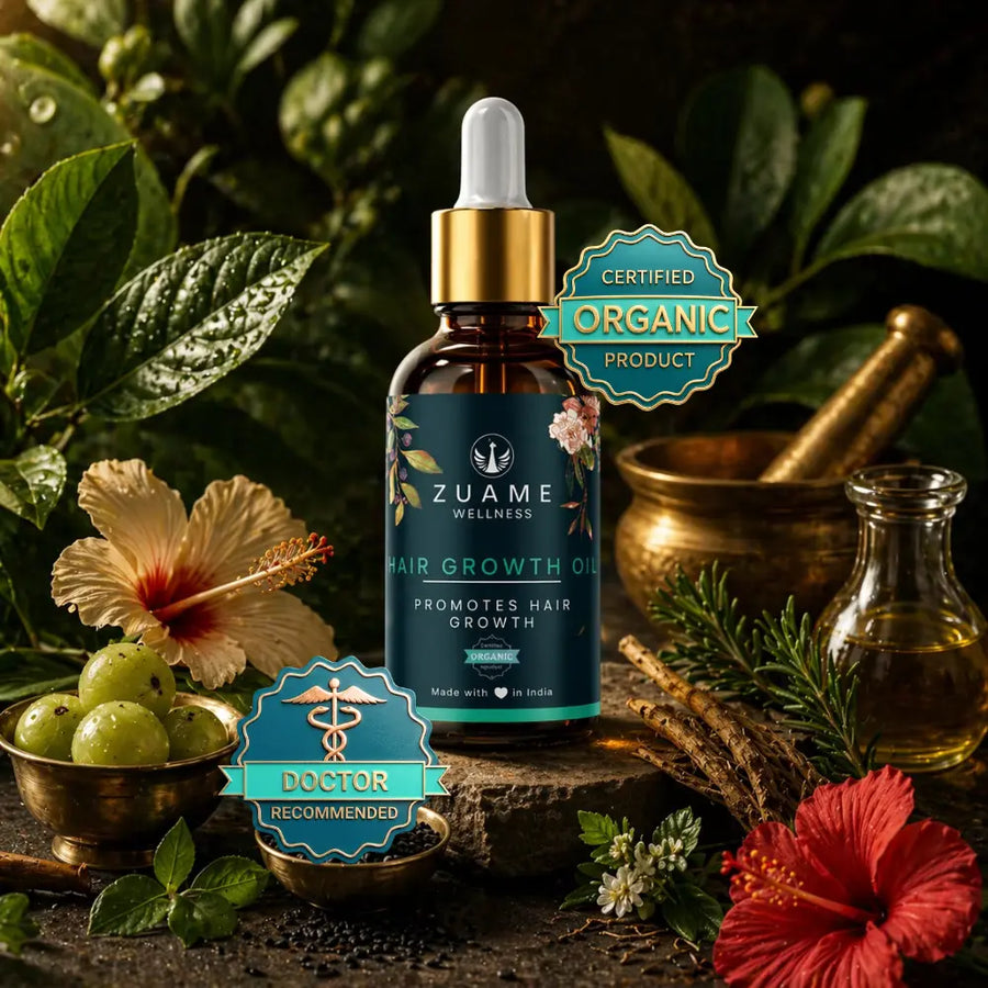 Zuame Hair Growth Oil - Hair Growth Oil With Bhringraj, Gudaari Saag, Garlic & Onion Shallots