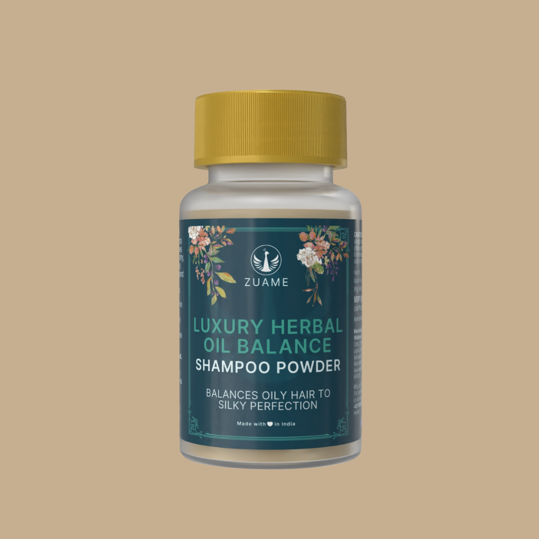 Zuame Luxury Herbal Oil Balance Shampoo Powder - 100% Natural Shampoo for Oiled Hair & Post Massage Wash