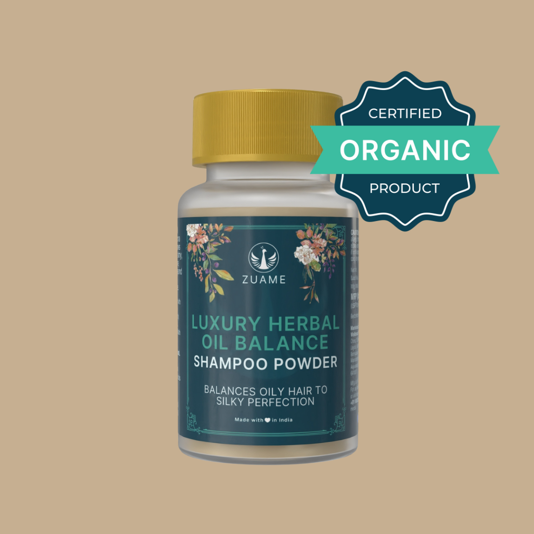 Zuame Luxury Herbal Oil Balance Shampoo Powder - 100% Natural Shampoo for Oiled Hair & Post Massage Wash