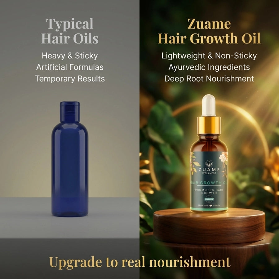 Zuame Hair Growth Oil - Hair Growth Oil With Bhringraj, Gudaari Saag, Garlic & Onion Shallots