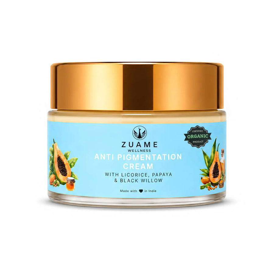 Zuame Anti Pigmentation Cream for Women 35+ | Dark Spot Corrector with Licorice, Willow Bark & Tulsi | Reduces Pigmentation, Brightens Skin Tone & Restores Natural Glow