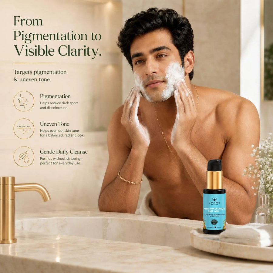 Zuame Clarifying Ritual Wash | Anti-Pigmentation Face Wash with Sandalwood, Turmeric & Neem | Certified Organic | For Women 35+