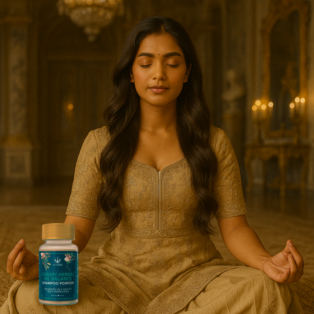Zuame Luxury Herbal Oil Balance Shampoo Powder - 100% Natural Shampoo for Oiled Hair & Post Massage Wash