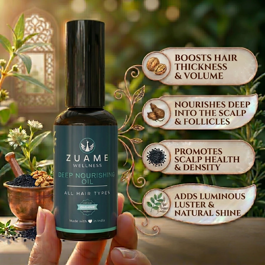 Zuame Deep Nourishing Hair Oil — Nutgrass, Indigo, Kalonji & Walnut