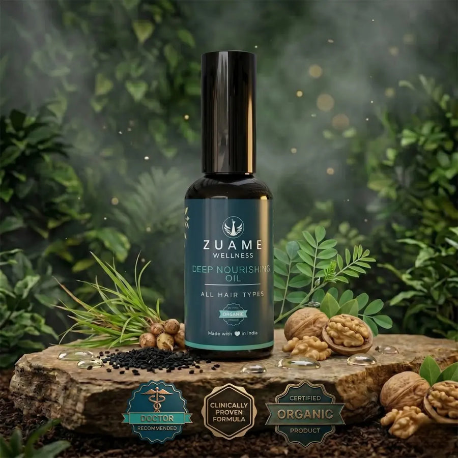 Zuame Deep Nourishing Hair Oil — Nutgrass, Indigo, Kalonji & Walnut