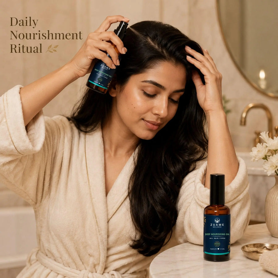 Zuame Deep Nourishing Hair Oil — Nutgrass, Indigo, Kalonji & Walnut