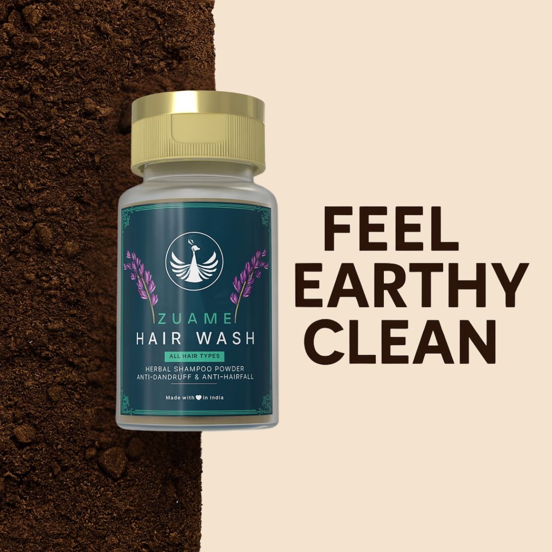 Zuame Hair Wash - 100% Herbal Powder Shampoo for Hair Fall & Dandruff Treatment