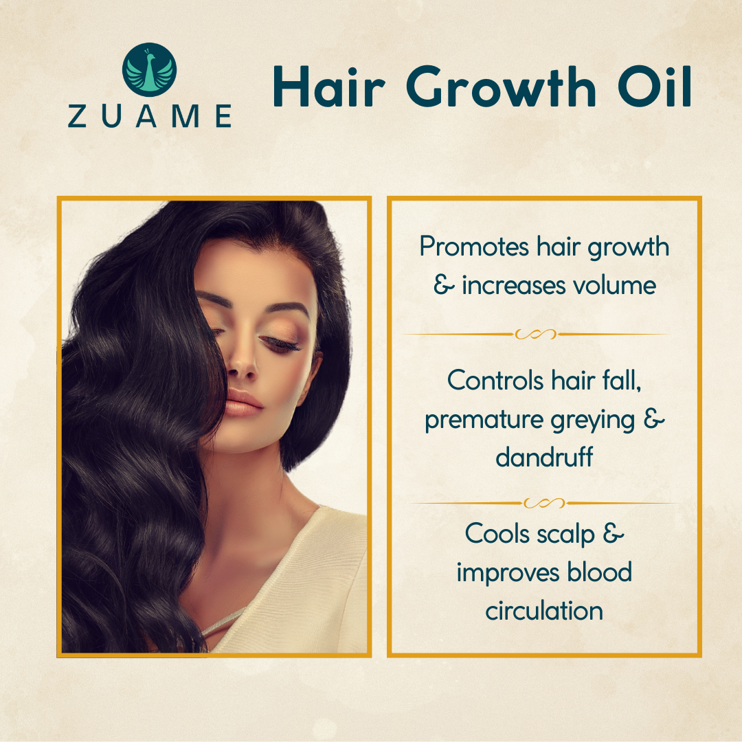 Zuame Hair Growth Oil - Quick Hair Growth Oil With Bhringraj, Gudaari Saag, Garlic & Onion Shallots