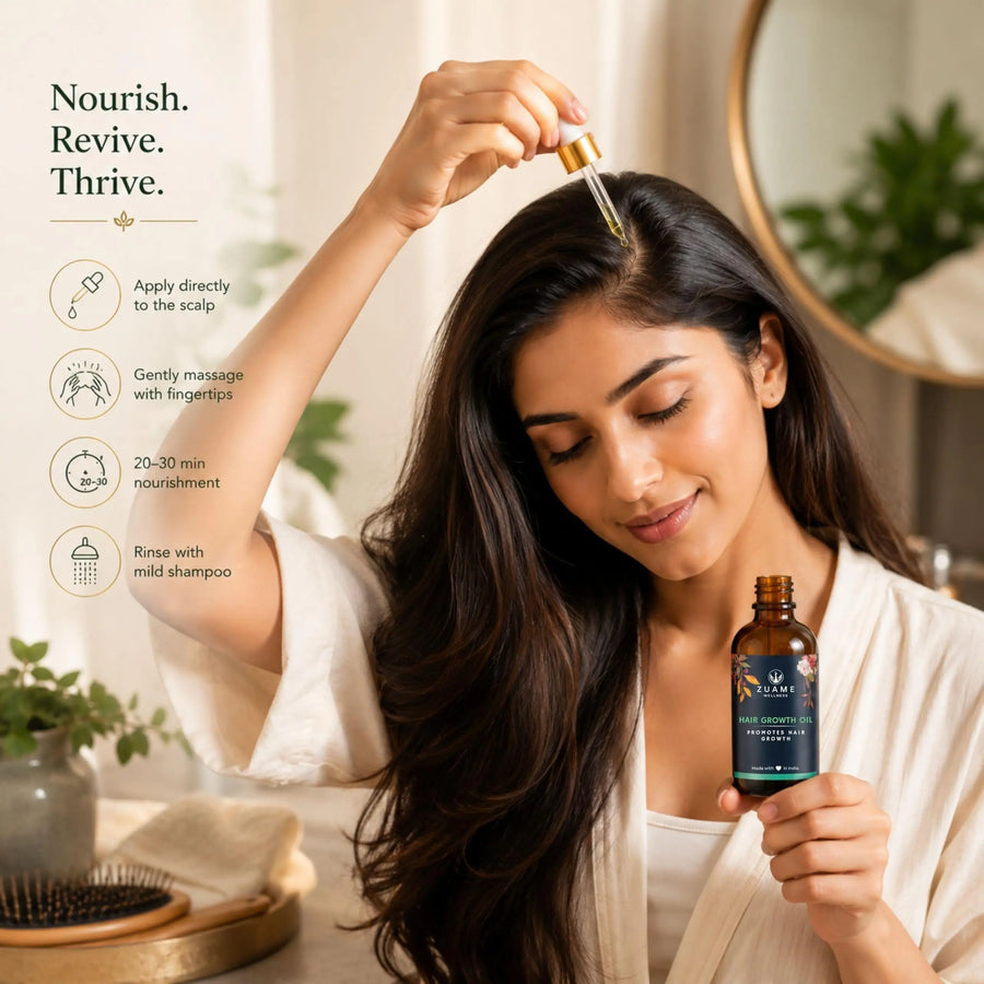 Zuame Hair Growth Oil - Hair Growth Oil With Bhringraj, Gudaari Saag, Garlic & Onion Shallots