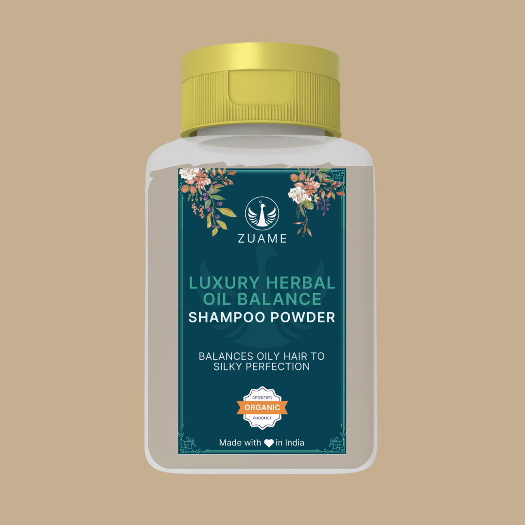 Zuame Luxury Herbal Oil Balance Shampoo Powder - 100% Natural Shampoo for Oiled Hair & Post Massage Wash