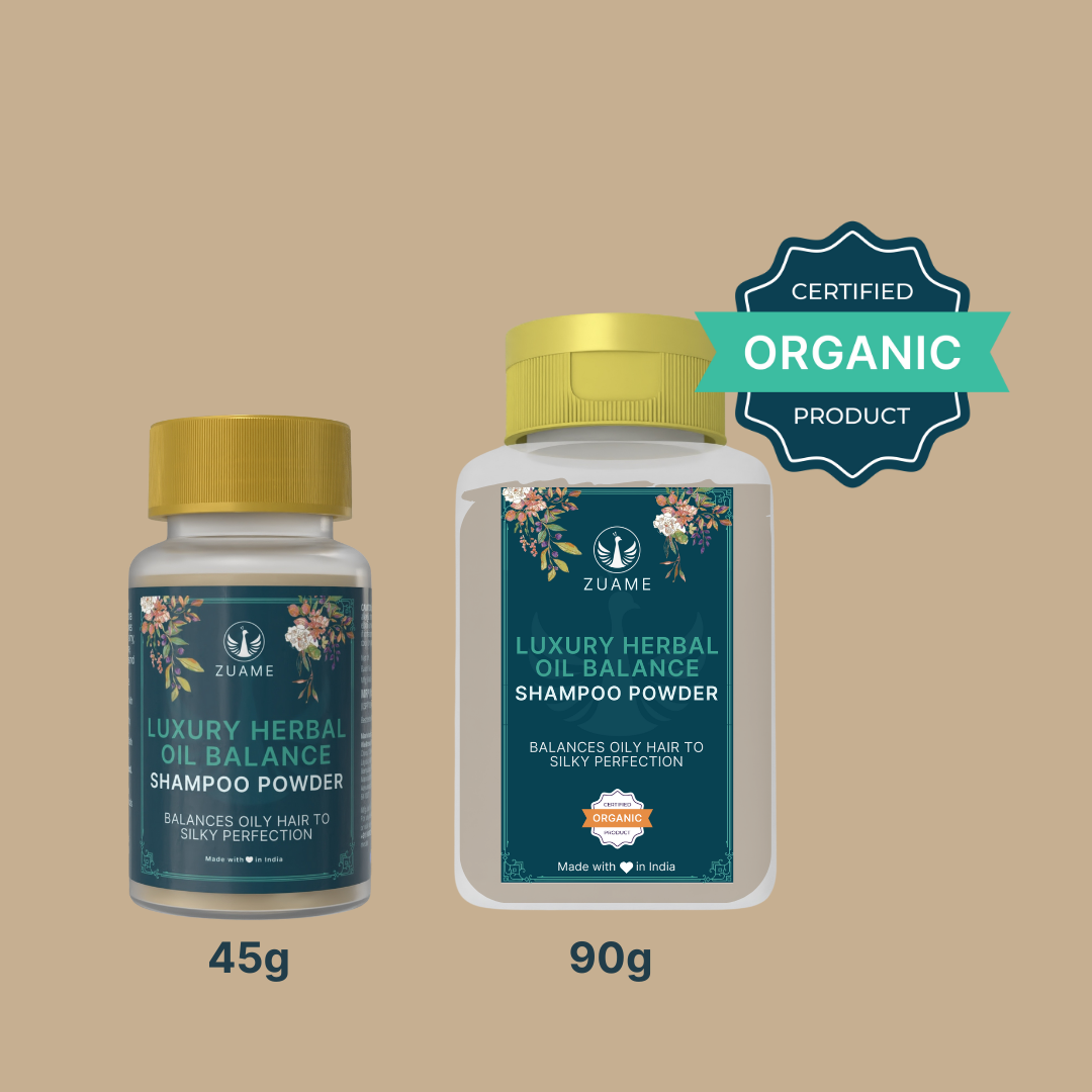 Zuame Luxury Herbal Oil Balance Shampoo Powder - 100% Natural Shampoo for Oiled Hair & Post Massage Wash