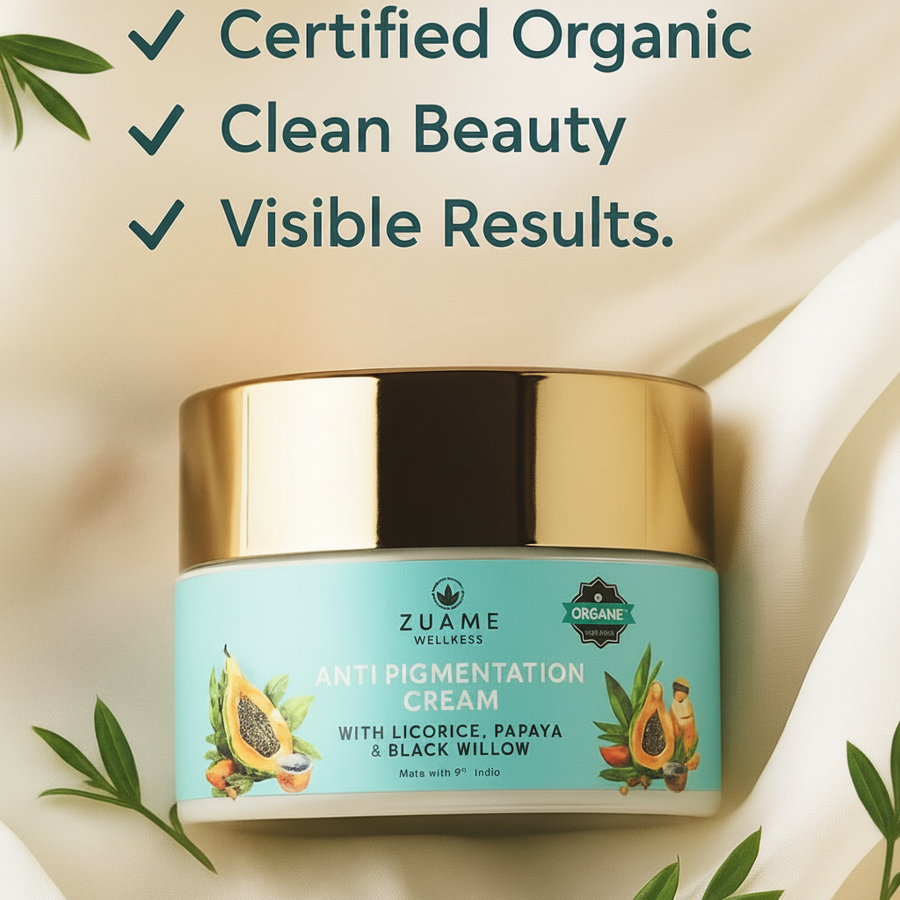 Zuame Anti Pigmentation Cream for Women 35+ | Dark Spot Corrector with Licorice, Willow Bark & Tulsi | Reduces Pigmentation, Brightens Skin Tone & Restores Natural Glow