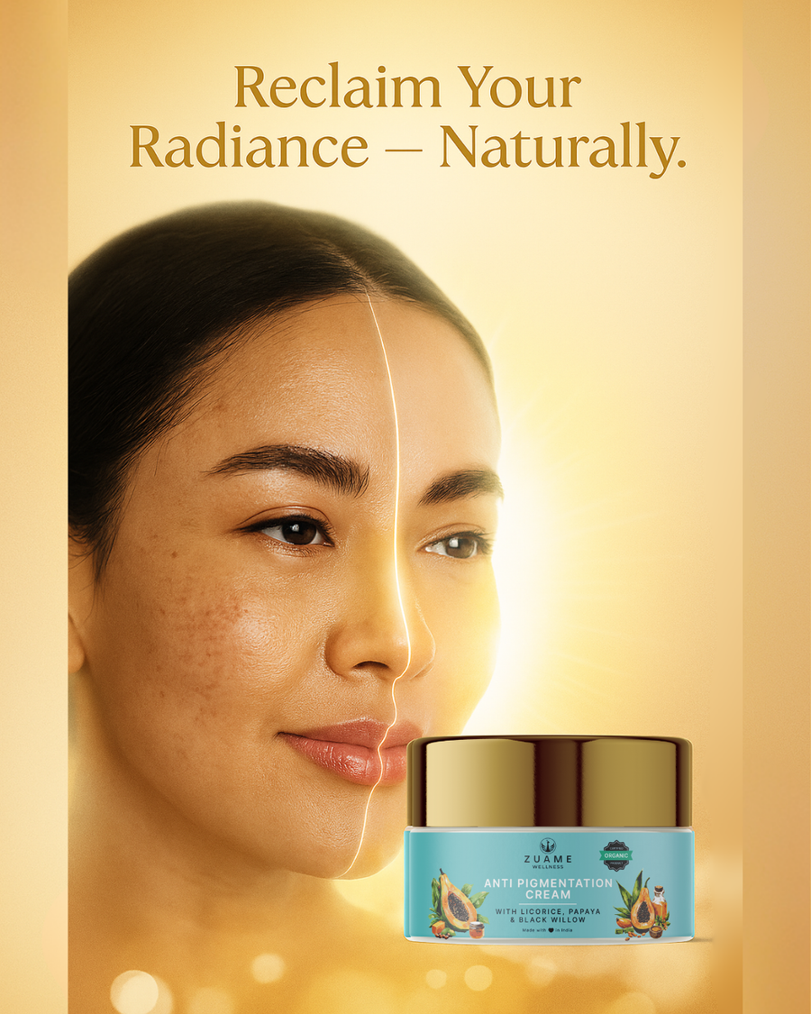 Zuame Anti Pigmentation Cream for Women 35+ | Dark Spot Corrector with Licorice, Willow Bark & Tulsi | Reduces Pigmentation, Brightens Skin Tone & Restores Natural Glow