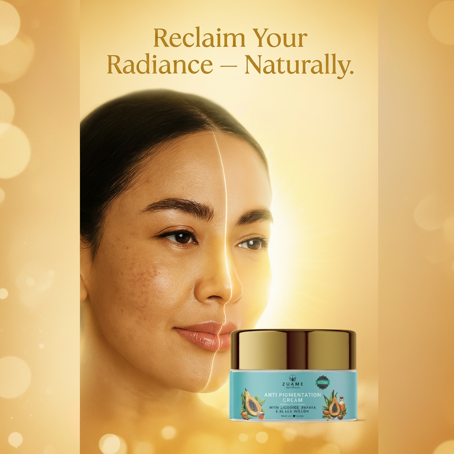 Zuame Anti Pigmentation Cream for Women 35+ | Dark Spot Corrector with Licorice, Willow Bark & Tulsi | Reduces Pigmentation, Brightens Skin Tone & Restores Natural Glow