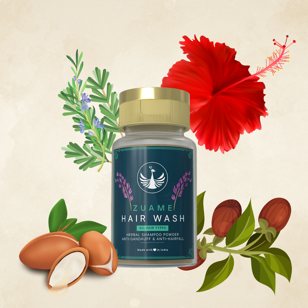 Zuame Hair Wash - 100% Herbal Powder Shampoo for Hair Fall & Dandruff Treatment