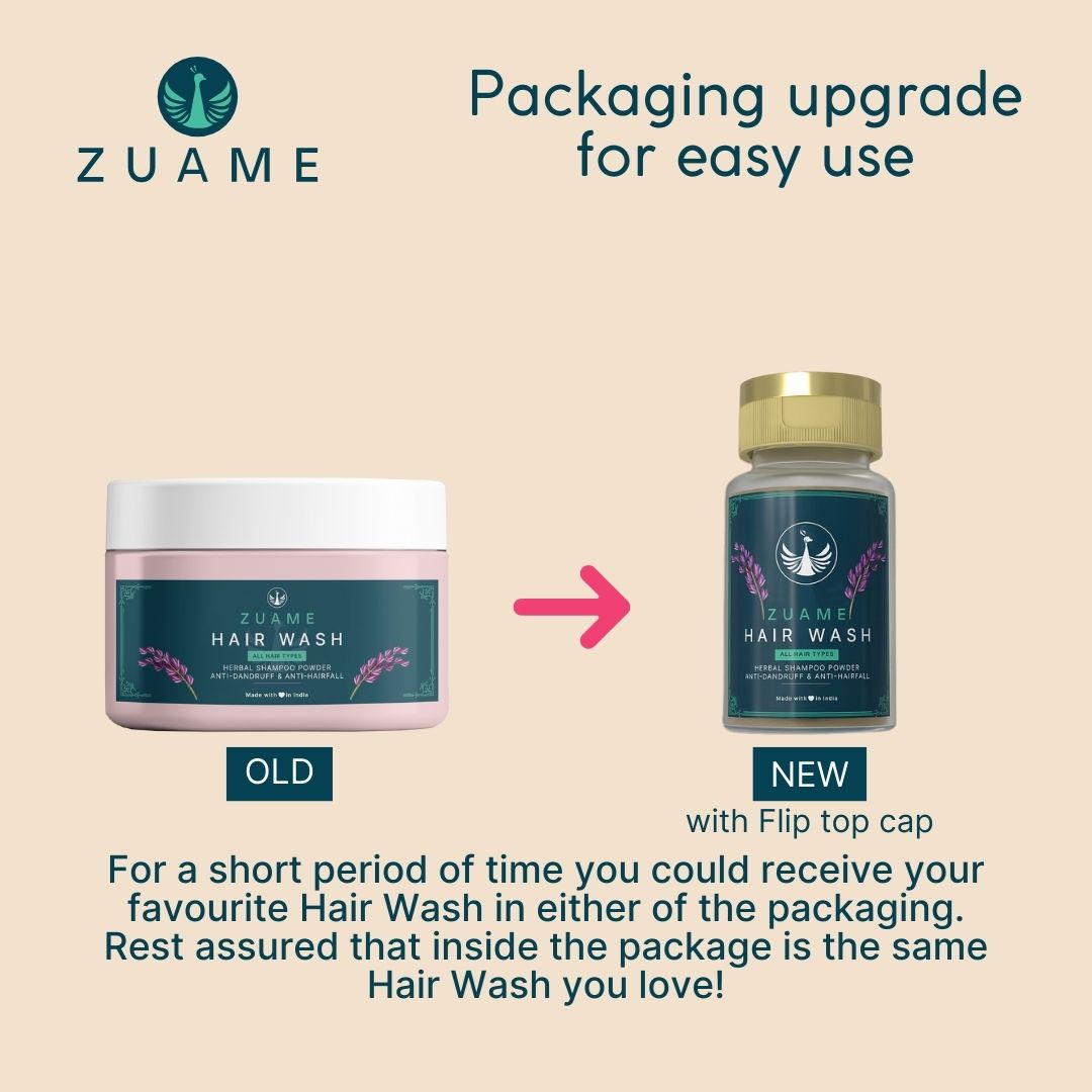 Zuame Hair Wash - 100% Herbal Powder Shampoo for Hair Fall & Dandruff Treatment