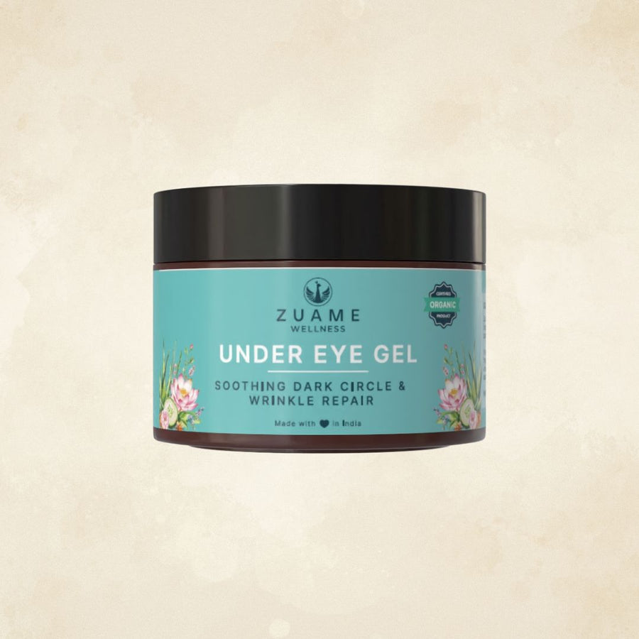 Under Eye Gel — Siddha-Formulated for Dark Circles, Puffiness & Fine Lines | Kumkumadi Tailam & Saffron | Certified Organic