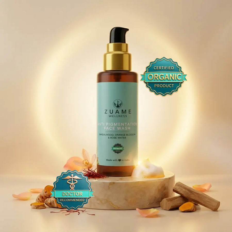 Zuame Clarifying Ritual Wash | Anti-Pigmentation Face Wash with Sandalwood, Turmeric & Neem | Certified Organic | For Women 35+