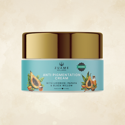 Zuame Anti Pigmentation Cream for Women 35+ |  Dark Spot Corrector with Licorice, Willow Bark & Tulsi | Reduces Pigmentation, Brightens Skin Tone & Restores Natural Glow
