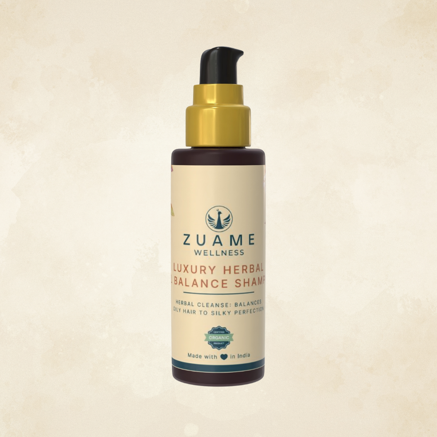 Zuame Luxury Oil Balance Shampoo — Post-Oil Herbal Wash with Goat Milk, Shikakai & Bermuda Grass