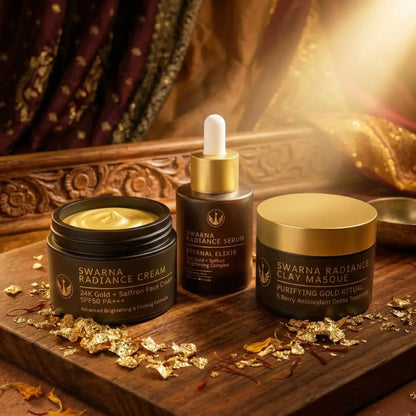 Swarna Radiance Ritual — Face Cream + Serum + Clay Masque