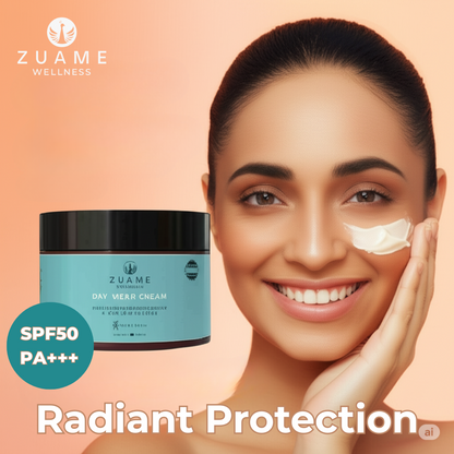 Zuame Day Wear Cream with Sun Protection SPF50 PA+++: Daily Moisturizer with Nourishing Botanicals and SPF