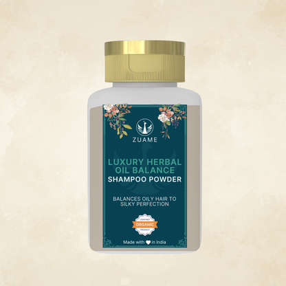 Zuame Luxury Herbal Oil Balance Shampoo Powder - 100% Natural Shampoo for Oiled Hair & Post Massage Wash