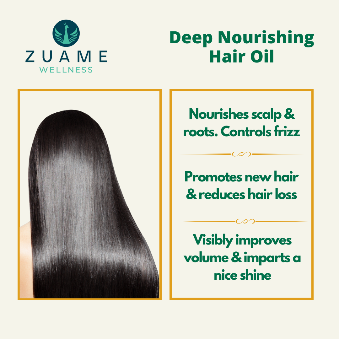Bhringraj, Kalonji & Onion Hair Oil For Thick Hair - Zuame Deep Nourishing Hair Oil