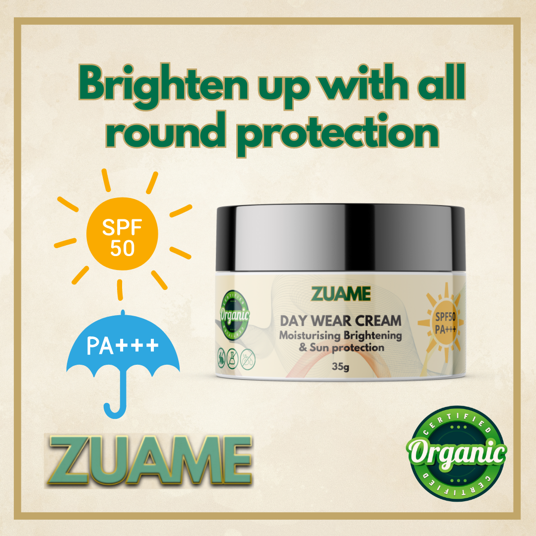 Zuame Day Wear Cream with Sun Protection SPF50 PA+++: Daily Moisturizer with Nourishing Botanicals and SPF