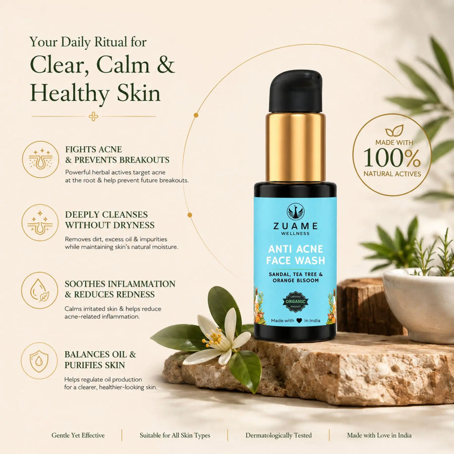 Anti-Acne Face Wash | Sandalwood, Neem & Turmeric | For Adult Hormonal Acne in Women 35+