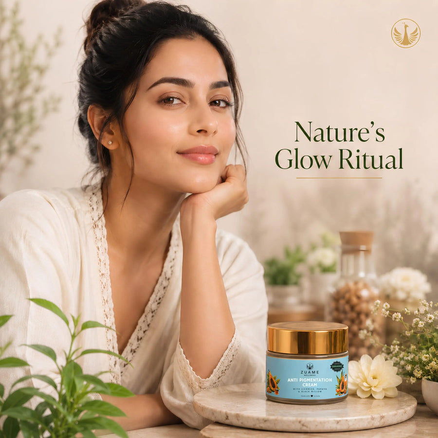 Zuame Anti Pigmentation Cream for Women 35+ |  Dark Spot Corrector with Licorice, Willow Bark & Tulsi | Reduces Pigmentation, Brightens Skin Tone & Restores Natural Glow