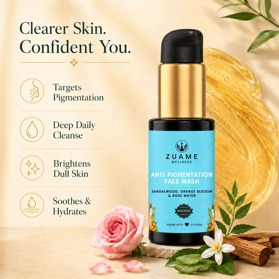 Zuame Clarifying Ritual Wash | Anti-Pigmentation Face Wash with Sandalwood, Turmeric & Neem | Certified Organic | For Women 35+