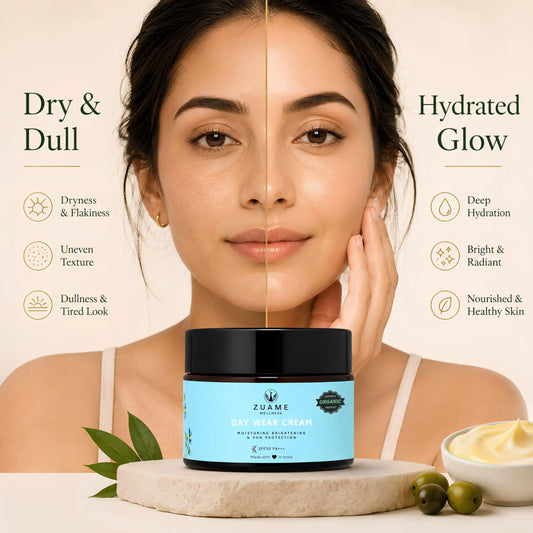 Zuame Day Wear Cream with Sun Protection SPF50 PA+++: Daily Moisturizer with Nourishing Botanicals and SPF