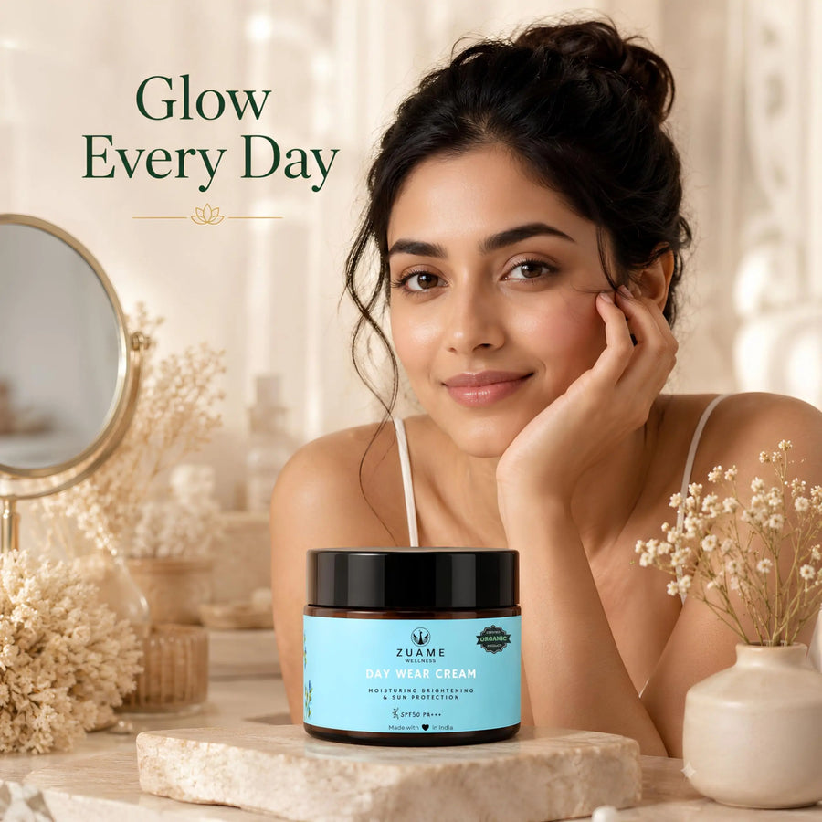 Zuame Day Wear Cream with Sun Protection SPF50 PA+++: Daily Moisturizer with Nourishing Botanicals and SPF