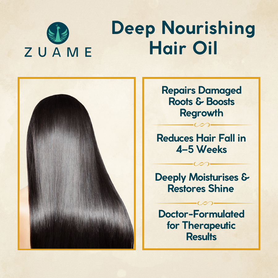 Zuame Deep Nourishing Hair Oil — Nutgrass, Indigo, Kalonji & Walnut