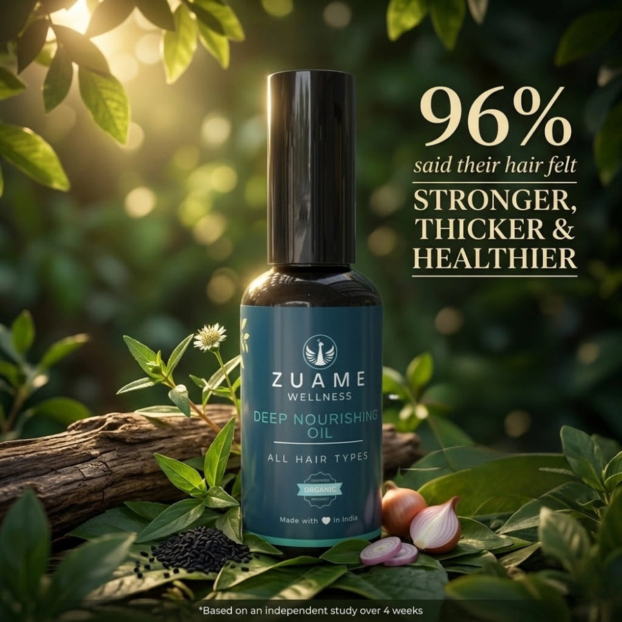 Zuame Hair Restoration Ritual — Deep Nourishing Hair Oil + Organic Hair Pack + Herbal Hair Wash Powder