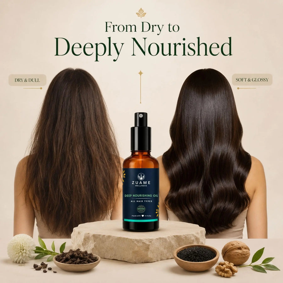 Zuame Deep Nourishing Hair Oil — Nutgrass, Indigo, Kalonji & Walnut