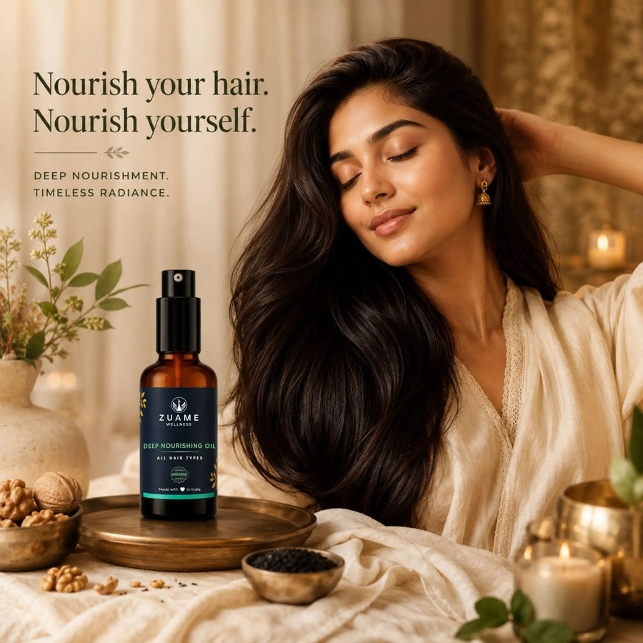 Zuame Deep Nourishing Hair Oil — Nutgrass, Indigo, Kalonji & Walnut