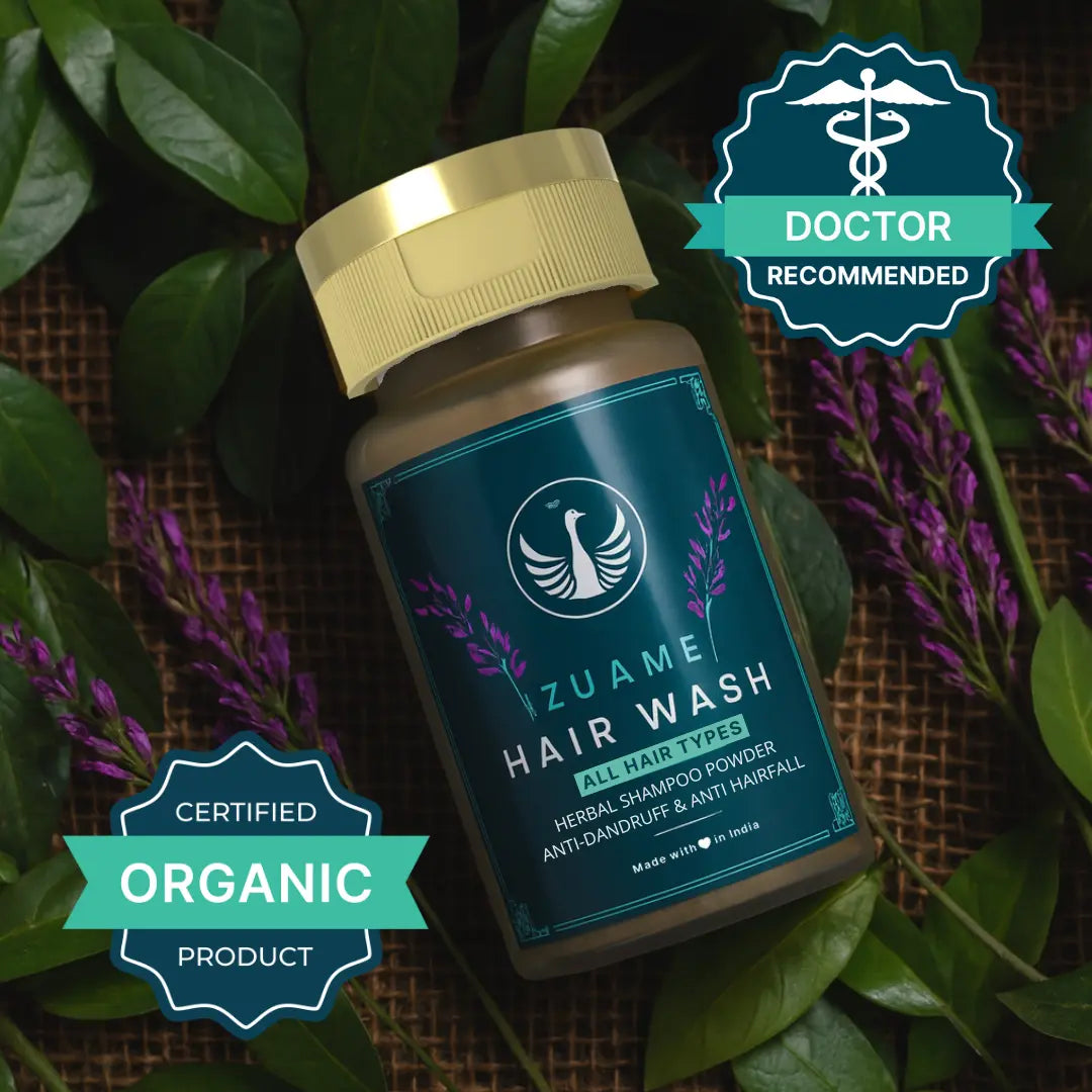 Zuame Hair Wash - 100% Herbal Powder Shampoo for Hair Fall & Dandruff Treatment