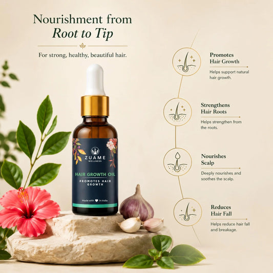 Zuame Hair Growth Oil - Hair Growth Oil With Bhringraj, Gudaari Saag, Garlic & Onion Shallots