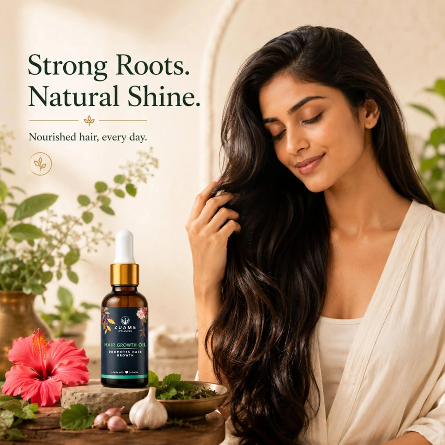 Zuame Hair Growth Oil - Hair Growth Oil With Bhringraj, Gudaari Saag, Garlic & Onion Shallots