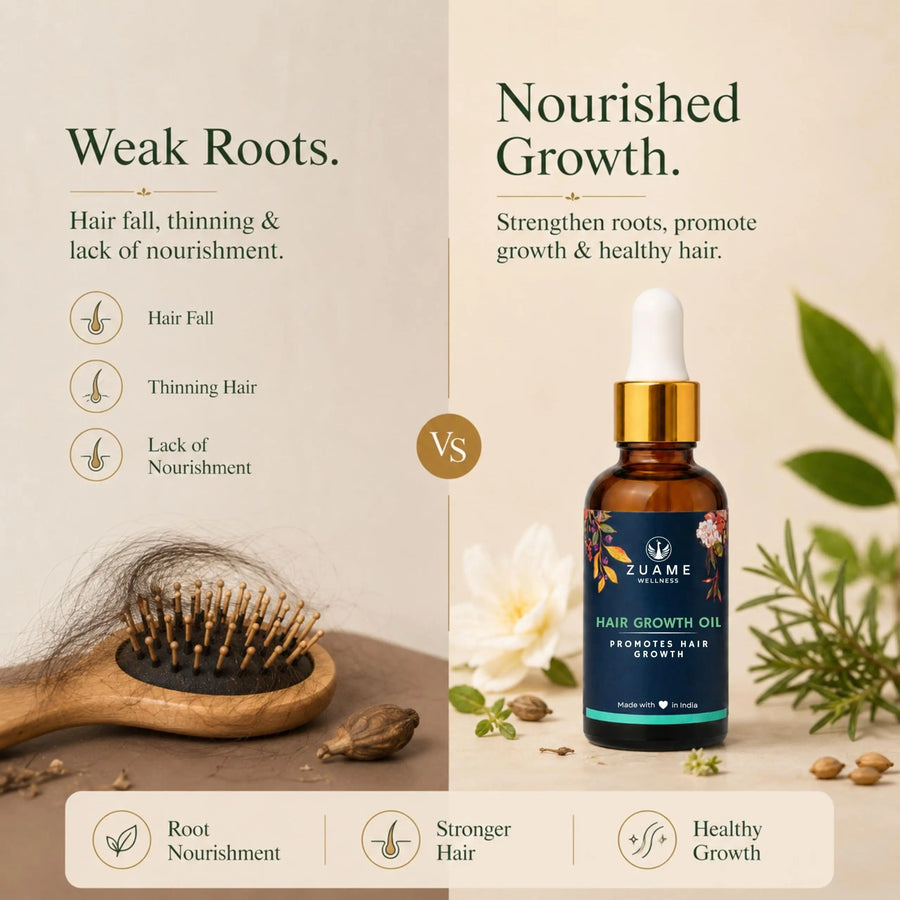 Zuame Hair Growth Oil - Hair Growth Oil With Bhringraj, Gudaari Saag, Garlic & Onion Shallots
