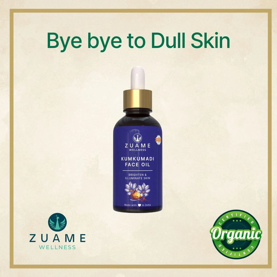 Kumkumadi Face Oil — Ayurvedic Glow Oil for Brightening, Pigmentation & Ageing Skin | Saffron, Manjistha & Ashwagandha | Certified Organic