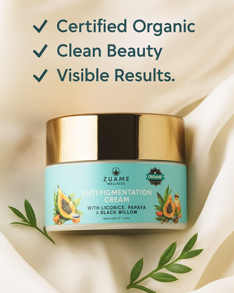 Zuame Anti Pigmentation Cream for Women 35+ |  Dark Spot Corrector with Licorice, Willow Bark & Tulsi | Reduces Pigmentation, Brightens Skin Tone & Restores Natural Glow