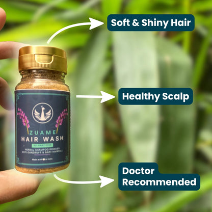 Zuame Hair Wash - 100% Herbal Powder Shampoo for Hair Fall & Dandruff Treatment